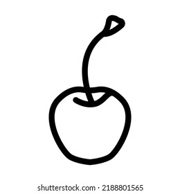 Kirsche eine ganze Linie Symbol Vektorgrafik. Kirsche ein einziges Schild. isoliertes Kontursymbol