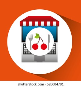 cherry online shopping app vector illustration eps 10