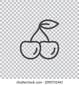 Cherry outline icon. Vector isolated on transparent background.