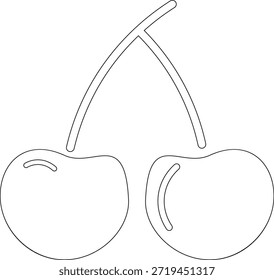 Un simple contorno monocromo de un par de cerezas, evocando una sensación de pureza y minimalismo