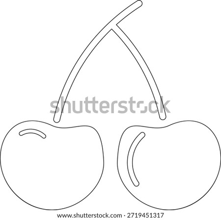 Cherry Outline A simple monochrome outline of a pair of cherries, evoking a sense of purity and minimalism