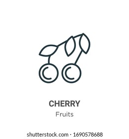 Cherry outline vector icon. Thin line black cherry icon, flat vector simple element illustration from editable fruits concept isolated stroke on white background