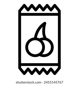 Cherry pack icon outline vector. Candy box. Label bar