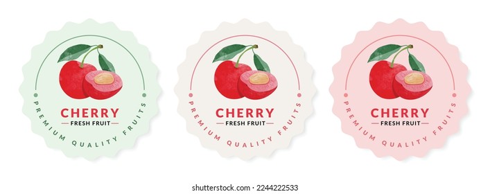 Cherry packaging design templates, watercolour style vector illustration.