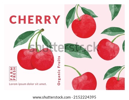 Cherry packaging design templates, watercolour style vector illustration.