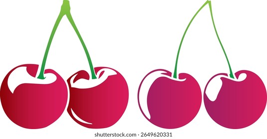 Coleção de design de vetor de cor de par de cerejas