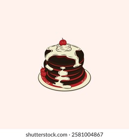 Cherry Pancake Illustration for design needs, Landing Pages, Animation, Apps, Presentations, Content Creator and other Promotions