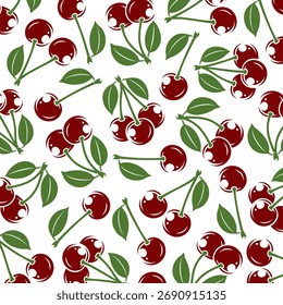 Cherry pattern background set set. Collection icon cherry. Vector