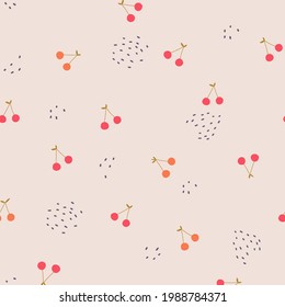 Cherry pattern, cute modern seamless vector pattern 