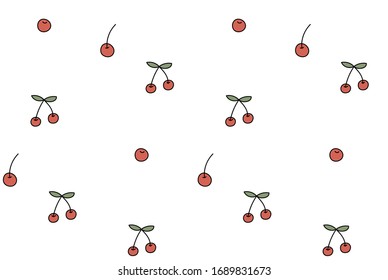 cherry pattern cute simple handwriting fruits