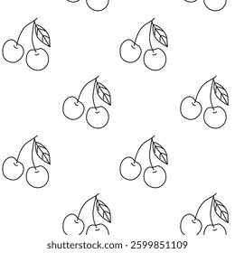 Cherry pattern design featuring simple outlines on a white background