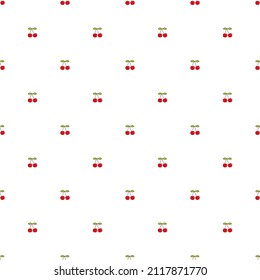 Cherry pattern, flat style, small berries, vector illustration, white background 