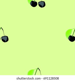 cherry pattern green background seamless pattern vector illustration 