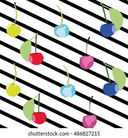 cherry pattern lines background vector illustration