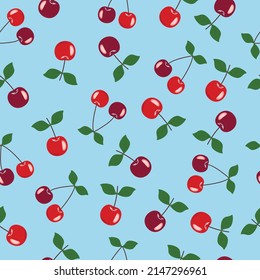 cherry pattern on blue background