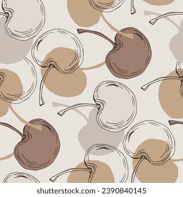 Cherry pattern for printing on fabric, paper, wallpaper. Abstract cherry print, banner. Fruit berry background.