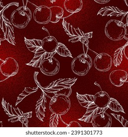Cherry pattern for printing on fabric, paper, wallpaper. Abstract cherry print, banner. Fruit berry background.
