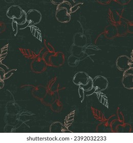 Cherry pattern for printing on fabric, paper, wallpaper. Abstract cherry print, banner. Fruit berry background.
