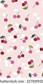 Cherry Pattern, Red and pink seamless Cherry, Cherry pink Background, Cherry Wallpaper Love Cards Vector Stock Vector Illustration.