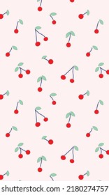 Cherry Pattern, Red seamless Cherry, Cherry pink Background, Cherry Wallpaper Love Cards Vector Stock Vector Illustration. 