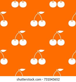 Cherry pattern repeat seamless in orange color for any design. Vector geometric illustration