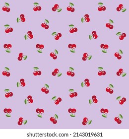 cherry pattern seamless background on purple background