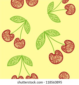 Cherry pattern seamless background vector illustration