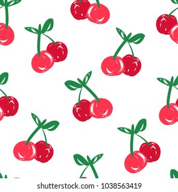 cherry pattern seamless, Hand Drawn cherry vector iluustration