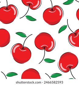 Cherry pattern seamless, Hand Drawn cherry design print for textile and paper vector illustration