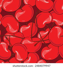 cherry pattern seamless, Hand Drawn vector illustration