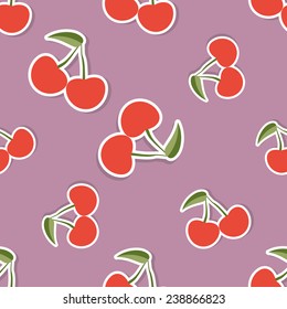 Cherry pattern. Seamless texture with ripe red cherries. Use as a pattern fill