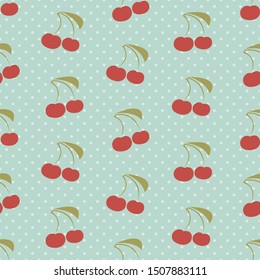 Cherry pattern. Seamless vector illustration with abstract berries