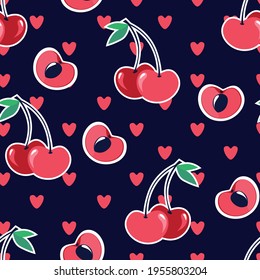 cherry pattern seamless vector illustration print design for textiles 