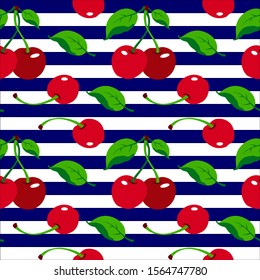 Cherry pattern, wrapping paper, seamless pattern, vector  illustration. 
