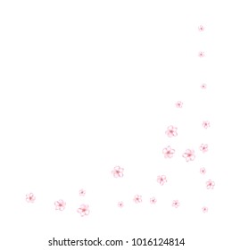 Cherry, Peach, Sakura or Apple Flowers Vector Confetti. Elegant Falling Down, Flying Romantic Floral Background. Tender Wedding Decoration, Realistic Sakura Cherry, Peach or Apple Blossom Confetti.