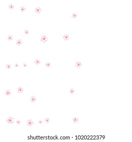 Cherry, Peach, Sakura or Apple Flowers Vector Confetti. Elegant Falling Down, Flying Romantic Floral Background. Tender Wedding Decoration, Realistic Sakura, Peach, Cherry or Apple Blossom Confetti.