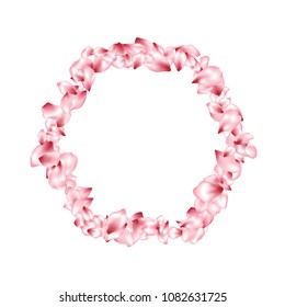 Cherry petals flying vector valentine background. Spring falling flower parts confetti, blossom elements holiday design. Simple flower blossom petals card vector background.