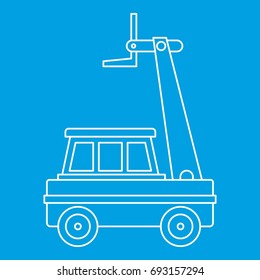Cherry Picker Icon Blue Outline Style Isolated Vector Illustration. Thin Line Sign