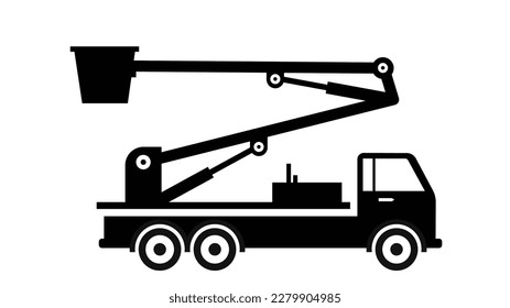 Cherry Picker icon for construction work. Flat vector graphic.