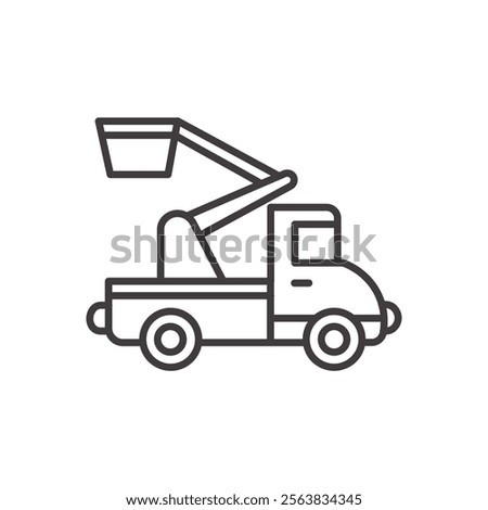 Cherry Picker Icon Depicting Industrial Equipment in Black and White