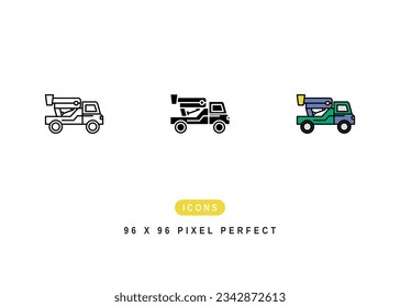 Cherry Picker Icon. Safety Hoist Crane Symbol Stock Illustration. Vector Line Icons For UI Web Design And Presentation