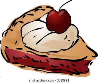 Cherry Pie ala Mode, handgezeichnet, retro-Illustration