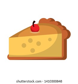 Cherry pie cake piece dessert food vector illustration graphic design