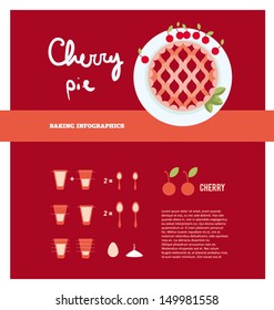 cherry pie cooking inforgaphics vector illustration eps 10
