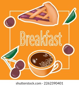 cherry pie cup of tea with lemon delicious breakfast