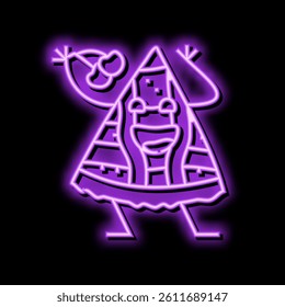 cherry pie dessert character neon light sign vector. cherry pie dessert character illustration