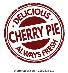 Cherry pie grunge rubber stamp on white background, vector illustration