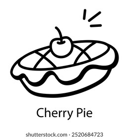 Cherry pie icon designed in doodle style 