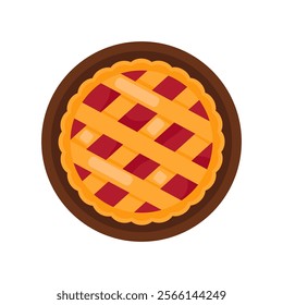 Cherry pie icon. Traditional baked dessert vector illustration.