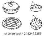 Cherry Pie line art featuring sleek monoline pastry designs